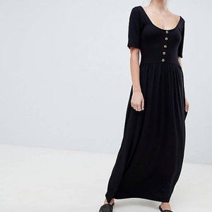 ASOS DESIGN mixed fabric maxi dress with button front